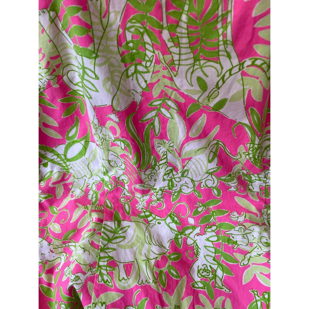 Lilly Pulitzer Vintage Shift Dress Pink Green Safari Jungle Animal Print Cotton - Picture 3 of 5